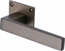 BAU1928-MB Heritage Brass Door Handle Lever Latch on Square Rose Delta Bh Design Matt Bronze Finish