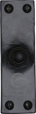 Click Here To Enlarge This Photo Of FB348 M.Marcus Black Iron Rustic Bell Push 4" x 1.25"