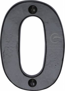 Click Here To Enlarge This Photo Of FB351 0 M.Marcus Black Iron Rustic Numeral 0 Face Fix 76mm (3")