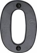 FB351 0 M.Marcus Black Iron Rustic Numeral 0 Face Fix 76mm (3")