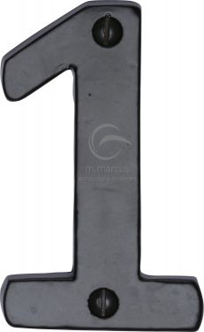 Click Here To Enlarge This Photo Of FB351 1 M.Marcus Black Iron Rustic Numeral 1 Face Fix 76mm (3")