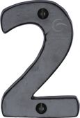 FB351 2 M.Marcus Black Iron Rustic Numeral 2 Face Fix 76mm (3")