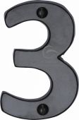 FB351 3 M.Marcus Black Iron Rustic Numeral 3 Face Fix 76mm (3")
