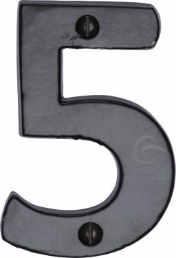 Click Here To Enlarge This Photo Of FB351 5 M.Marcus Black Iron Rustic Numeral 5 Face Fix 76mm (3")
