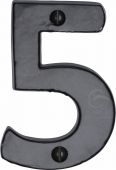 FB351 5 M.Marcus Black Iron Rustic Numeral 5 Face Fix 76mm (3")