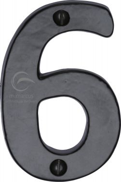 Click Here To Enlarge This Photo Of FB351 6 M.Marcus Black Iron Rustic Numeral 6 Face Fix 76mm (3")