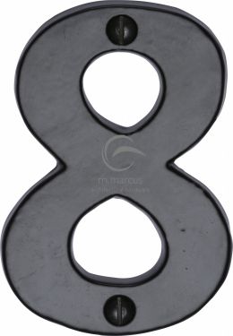 Click Here To Enlarge This Photo Of FB351 8 M.Marcus Black Iron Rustic Numeral 8 Face Fix 76mm (3")