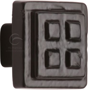 Click Here To Enlarge This Photo Of FB3622 M.Marcus Black Iron Rustic Cabinet Knob Square Craft Design 32mm