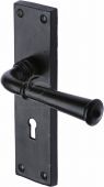 FB3700 M.Marcus Black Iron Rustic Door Handle Lever Lock Ashfield Design