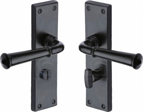 Click Here To Enlarge This Photo Of FB3730 M.Marcus Black Iron Rustic Door Handle Bathroom Set Ashfield Design
