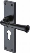 FB3748 M.Marcus Black Iron Rustic Door Handle Euro Profile Plate Ashfield Design
