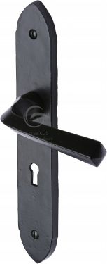 Click Here To Enlarge This Photo Of FB4400 M.Marcus Black Iron Rustic Door Handle Lever Lock Grafton Design