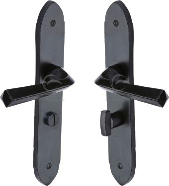 Click Here To Enlarge This Photo Of FB4430 M.Marcus Black Iron Rustic Door Handle Bathroom Set Grafton Design