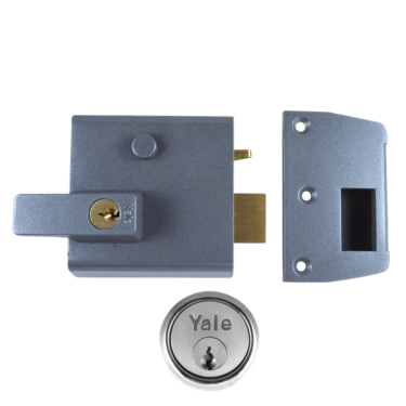 Click Here To Enlarge This Photo Of 2553 - YALE No.1 Auto Deadlocking Nightlatch 60mm Dull Metal Grey c/w Satin Chrome cylinder