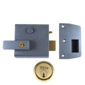 2556 - YALE No.1 Auto Deadlocking Nightlatch 60mm Dull Metal Grey c/w Polished Brass cylinder
