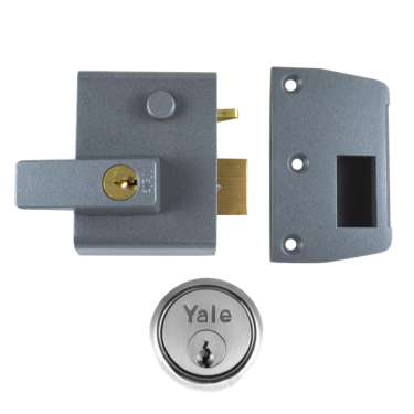 Click Here To Enlarge This Photo Of 2569 - YALE No.2 Auto Deadlocking Nightlatch 40mm Dull Metal Grey c/w Satin Chrome cylinder