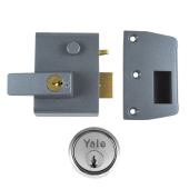2569 - YALE No.2 Auto Deadlocking Nightlatch 40mm Dull Metal Grey c/w Satin Chrome cylinder