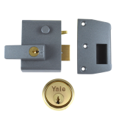 2573 - YALE No.2 Auto Deadlocking Nightlatch 40mm Dull Metal Grey c/w Polished Brass cylinder