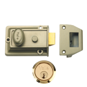 2581 - YALE 77 Non-Deadlocking Traditional Nightlatch 60mm Nickel Bronze Enamelled c/w Polished Brass cylinder