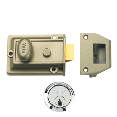 Click Here To Enlarge This Photo Of 2585 - YALE 77 Non-Deadlocking Traditional Nightlatch 60mm Nickel Bronze Enamelled c/w Satin Chrome cylinder