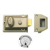 2585 - YALE 77 Non-Deadlocking Traditional Nightlatch 60mm Nickel Bronze Enamelled c/w Satin Chrome cylinder