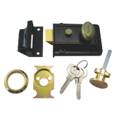 2607 - YALE 99Z Non-Deadlocking Nightlatch 60mm Black c/w Polished Brass cylinder