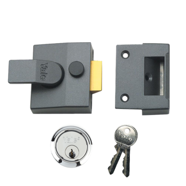 Click Here To Enlarge This Photo Of 2631 - YALE 84 Non-Deadlocking Nightlatch 40mm Dull Metal Grey c/w Satin Chrome cylinder