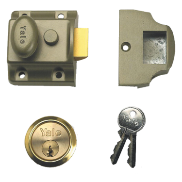 Click Here To Enlarge This Photo Of 2652 - YALE 723 Deadlocking Traditional Nightlatch 40mm Green c/w Polished Brass cylinder
