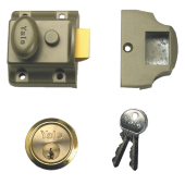 2652 - YALE 723 Deadlocking Traditional Nightlatch 40mm Green c/w Polished Brass cylinder