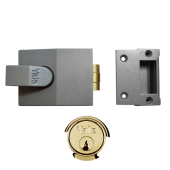 2655 - YALE 81 Rollerbolt Nightlatch 60mm Dull Metal Grey c/w Polished Brass cylinder