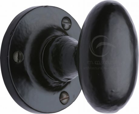 Click Here To Enlarge This Photo Of FB4555 M.Marcus Black Iron Rustic Mortice Knob on Rose Knowle Design