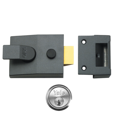 Click Here To Enlarge This Photo Of 9025 - YALE 89 Deadlocking Nightlatch 60mm Dull Metal Grey c/w Satin Chrome cylinder