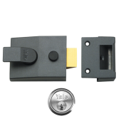 9025 - YALE 89 Deadlocking Nightlatch 60mm Dull Metal Grey c/w Satin Chrome cylinder