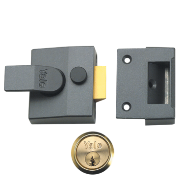 Click Here To Enlarge This Photo Of 9088 - YALE 85 Deadlocking Nightlatch 40mm Dull Metal Grey c/w Polished Brass cylinder