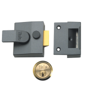 9088 - YALE 85 Deadlocking Nightlatch 40mm Dull Metal Grey c/w Polished Brass cylinder