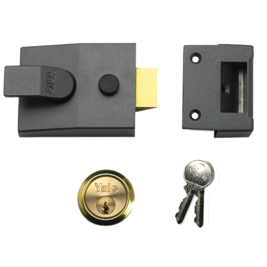 Click Here To Enlarge This Photo Of L147 - YALE 91 Non-Deadlocking Nightlatch 60mm Dull Metal Grey c/w Polished Brass cylinder