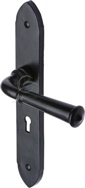 Click Here To Enlarge This Photo Of FB4700 M.Marcus Black Iron Rustic Door Handle Lever Lock Hadley Design