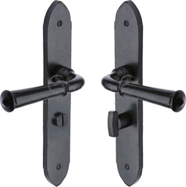 Click Here To Enlarge This Photo Of FB4730 M.Marcus Black Iron Rustic Door Handle Bathroom Set Hadley Design
