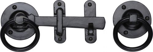 Click Here To Enlarge This Photo Of FB541 M.Marcus Black Iron Rustic Ring Handle Gate Latch