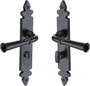 FB5830 M.Marcus Black Iron Rustic Door Handle Bathroom Set Ludlow Design