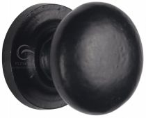 FB613 32 M.Marcus Black Iron Rustic Cabinet Knob on Plate Round Design 32mm