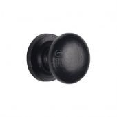 FB613 38 M.Marcus Black Iron Rustic Cabinet Knob on Plate Round Design 38mm
