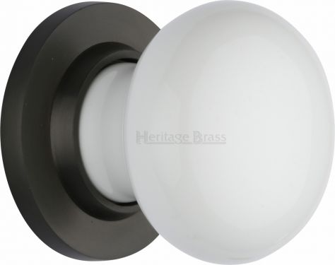 Click Here To Enlarge This Photo Of 5010-MB Heritage Brass White Mortice Knob with Matt Bronze Base
