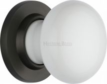 5010-MB Heritage Brass White Mortice Knob with Matt Bronze Base