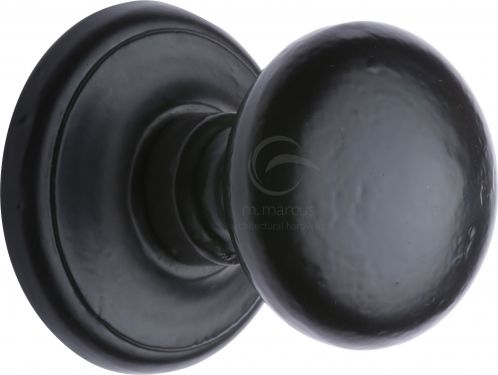 Click Here To Enlarge This Photo Of FB901 M.Marcus Black Iron Rustic Round Centre Door Knob 3"