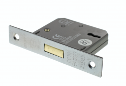 Atlantic - ALKDEAD3LK25SC 3 Lever Key Mortice Deadlock [CE] 2.5" - Satin Chrome
