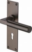 BAU7300-MB Heritage Brass Door Handle Lever Lock Bauhaus Design Matt Bronze Finish