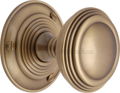Click Here To Enlarge This Photo Of GOO986-AT Heritage Brass Mortice Knob on Rose Goodrich Design Antique Brass Finish