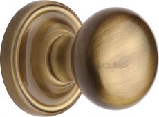 HAM8361-AT Heritage Brass Mortice Knob on Rose Hampstead Design Antique Brass Finish