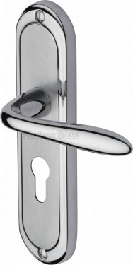 Click Here To Enlarge This Photo Of HEN1248-AP Heritage Brass Door Handle For Euro Profile Plate Henley Design Apollo Finish
